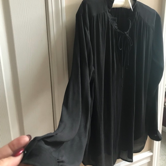 Ann Taylor LOFT Semi-Sheer Tie Neck Blouse - Picture 5 of 8